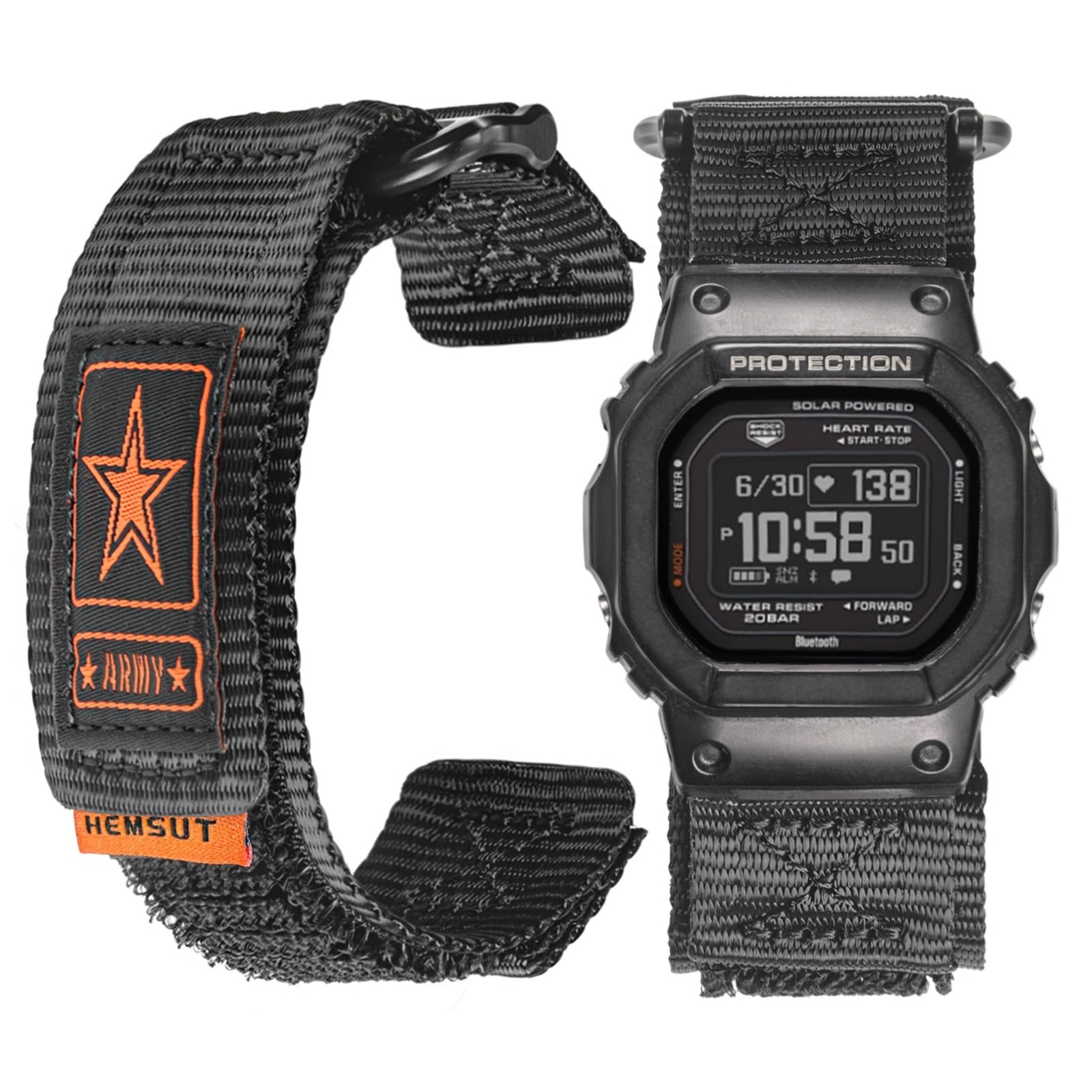 16mm Quick Release Nylon Watch Band for G-Shock, Rugged Military Style Strap, GD