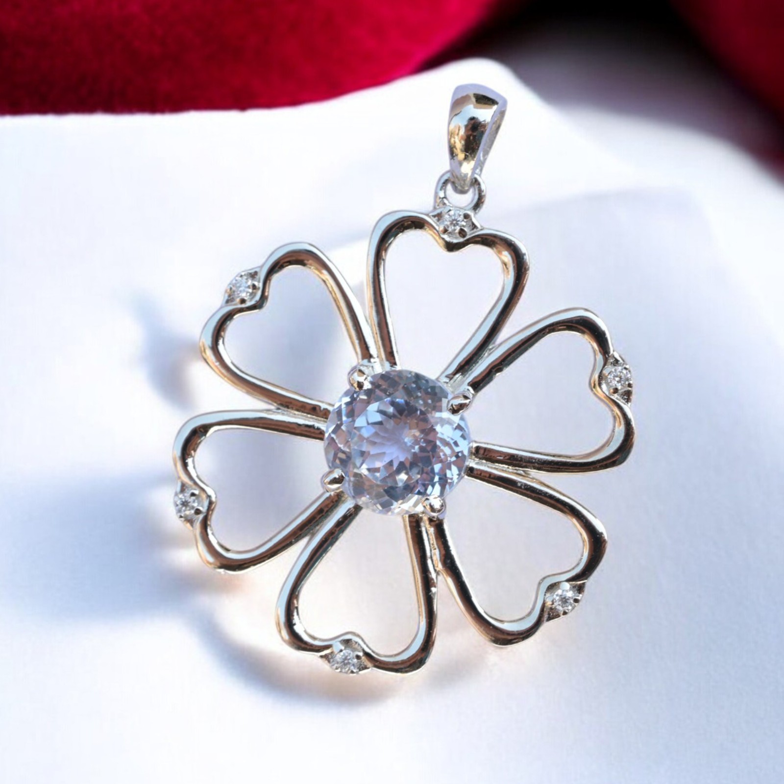 Certified Jeremejevite 35+ Ct Flower Pendant Rare Gemstone in 925 Silver MG005