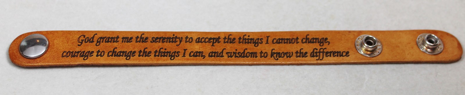 SERENITY PRAYER LASER ENGRAVED LEATHER BRACELET ADJUSTABLE