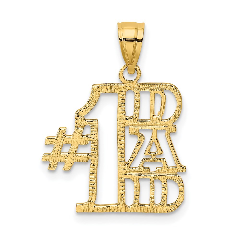14k Yellow Gold #1 DAD Fancy Charm Pendant For Dad L-19mm, W-16.3mm