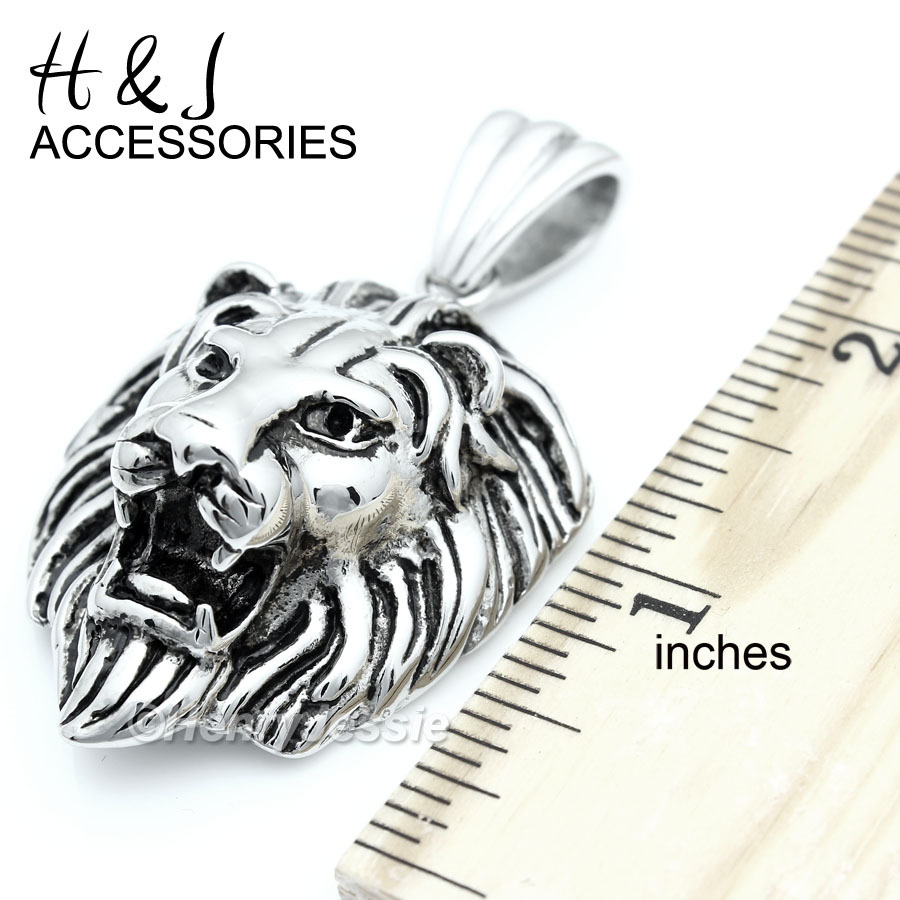MEN Stainless Steel 3D Silver/Black Plated LION KING FACE Pendant*P50