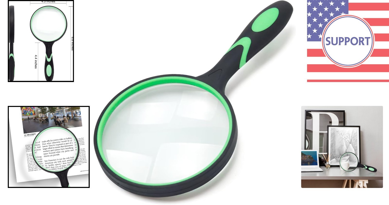 Large Handheld Magnifier 5X with Ergonomic Rubber Handle – Perfect for All Ages