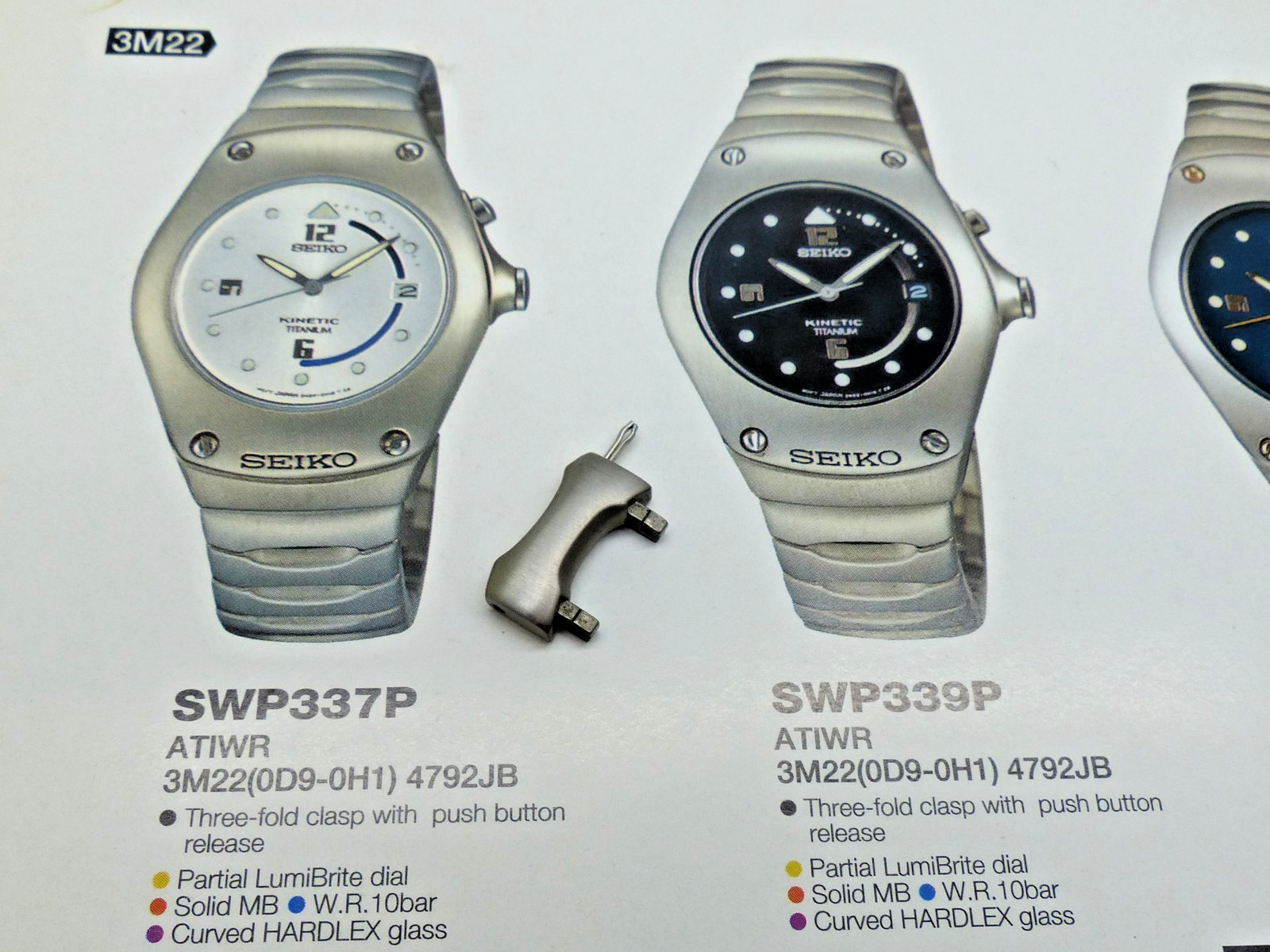 SEIKO Arctura Titanium SWP337P, SWP339, SWP341 One used link with pin, Good.