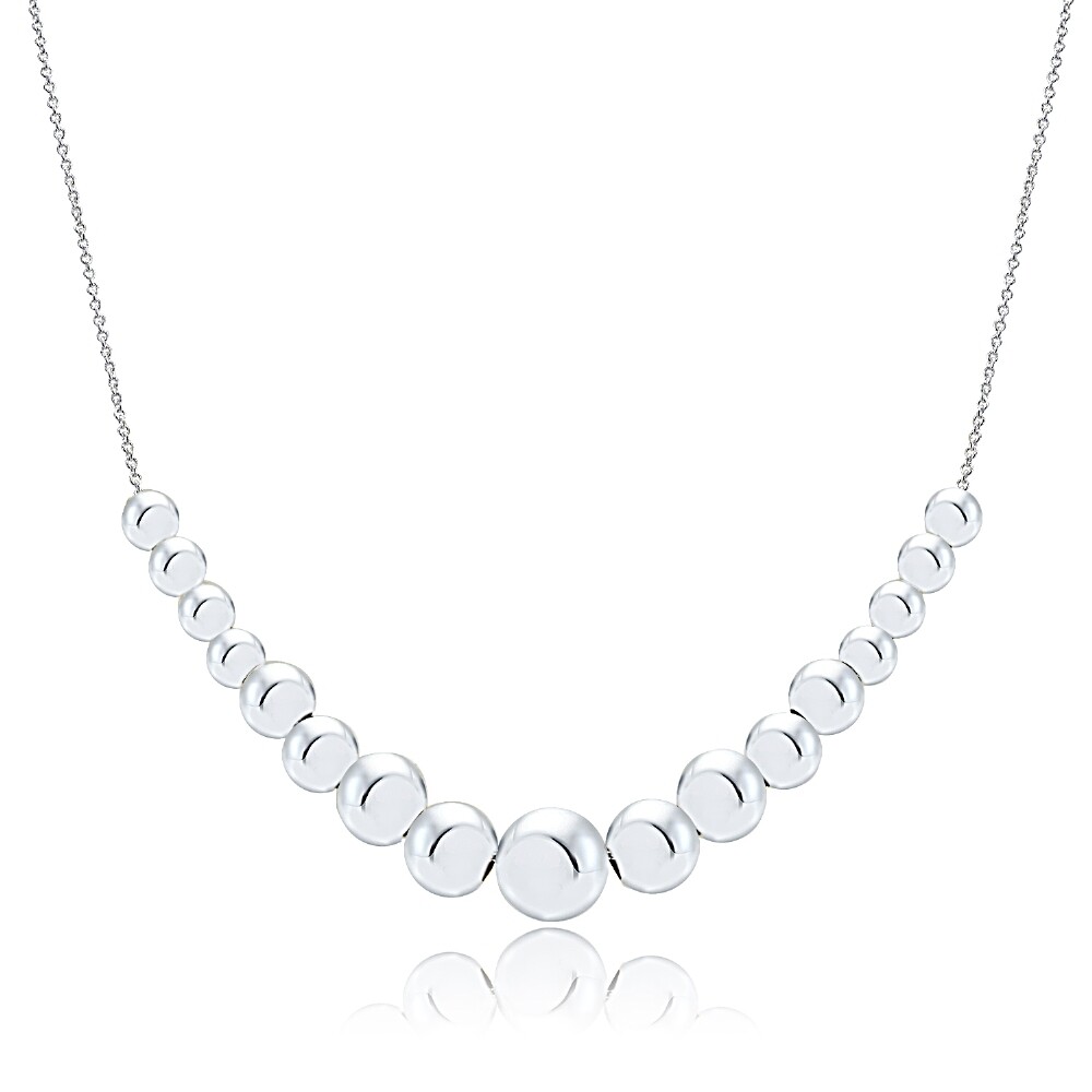 Sterling Silver Graduated Polished Bead Necklace