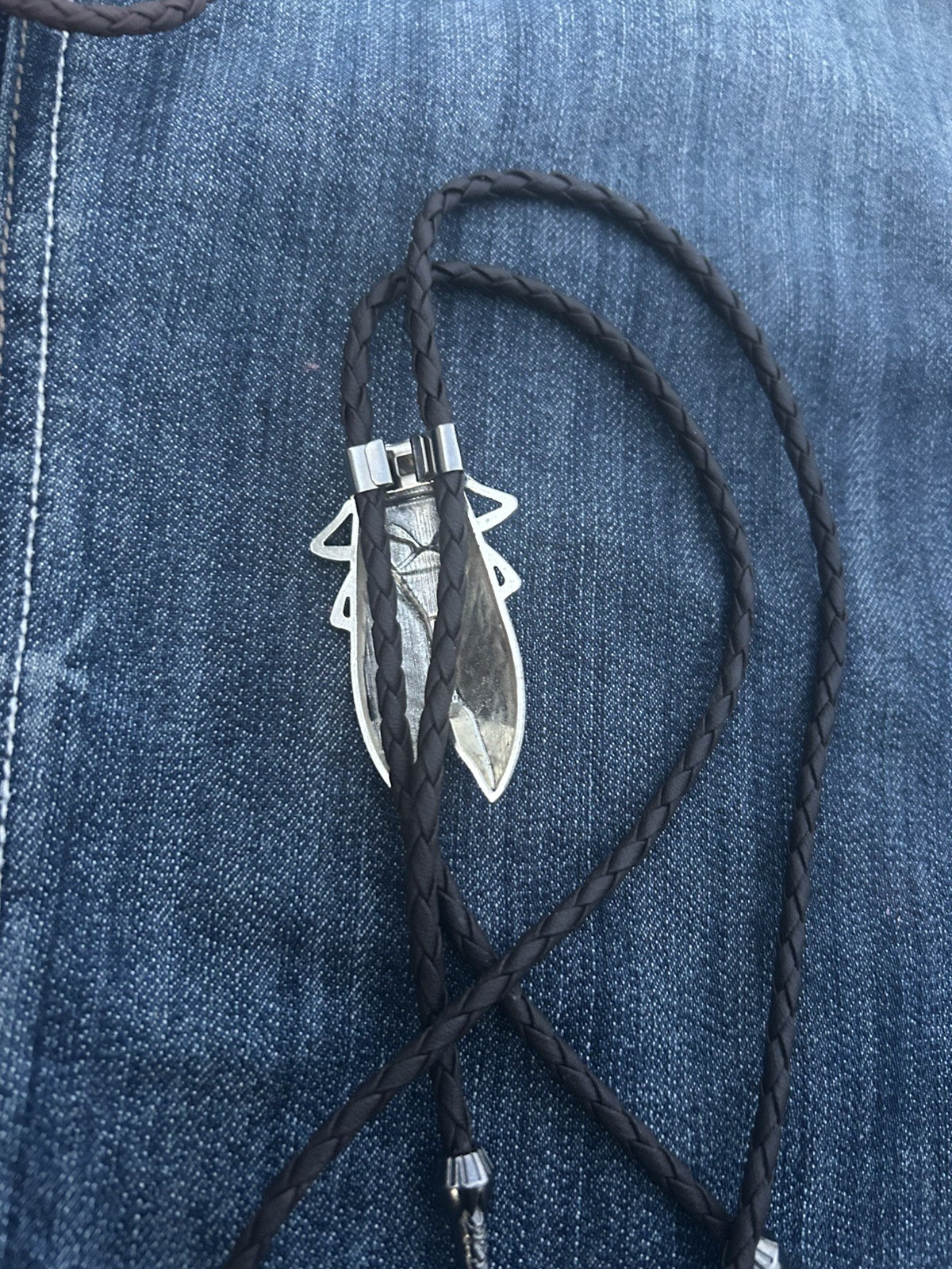 Handmade Silver Cicada / Beetle Bolo Tie FREE FAST SHIPPING