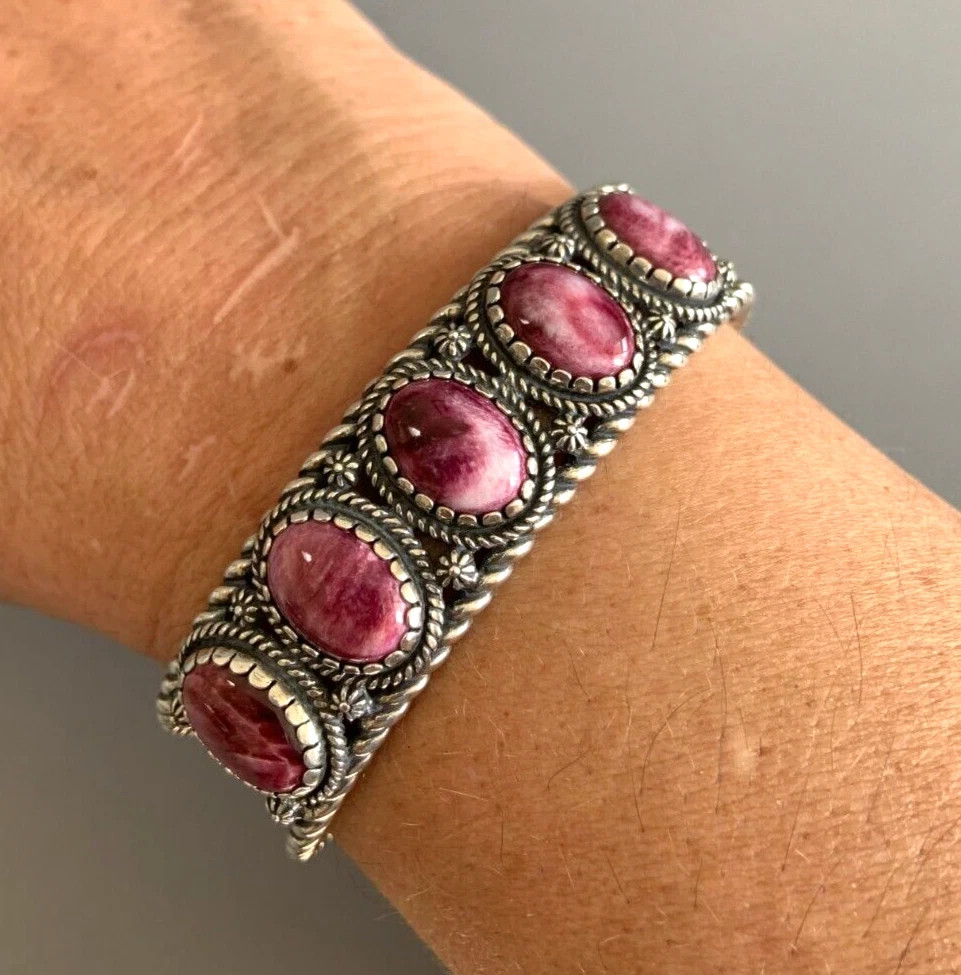 Carolyn Pollack American West Sterling Silver 5-Stone Purple Spiny Oyster Cuff B