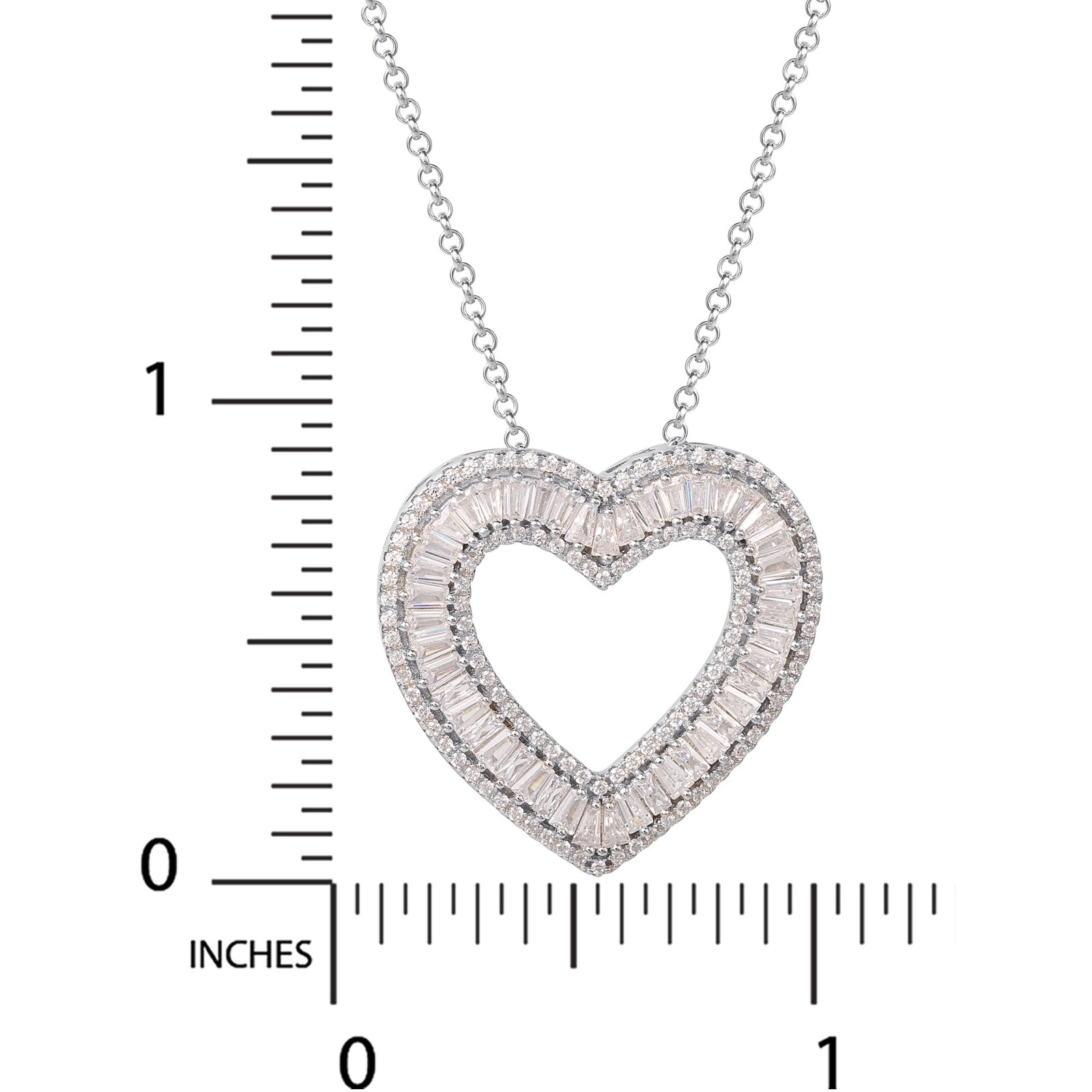 Brilliance Fine Jewelry C902622RZW-B.WT Sterling Silver Simulated Diamond Heart