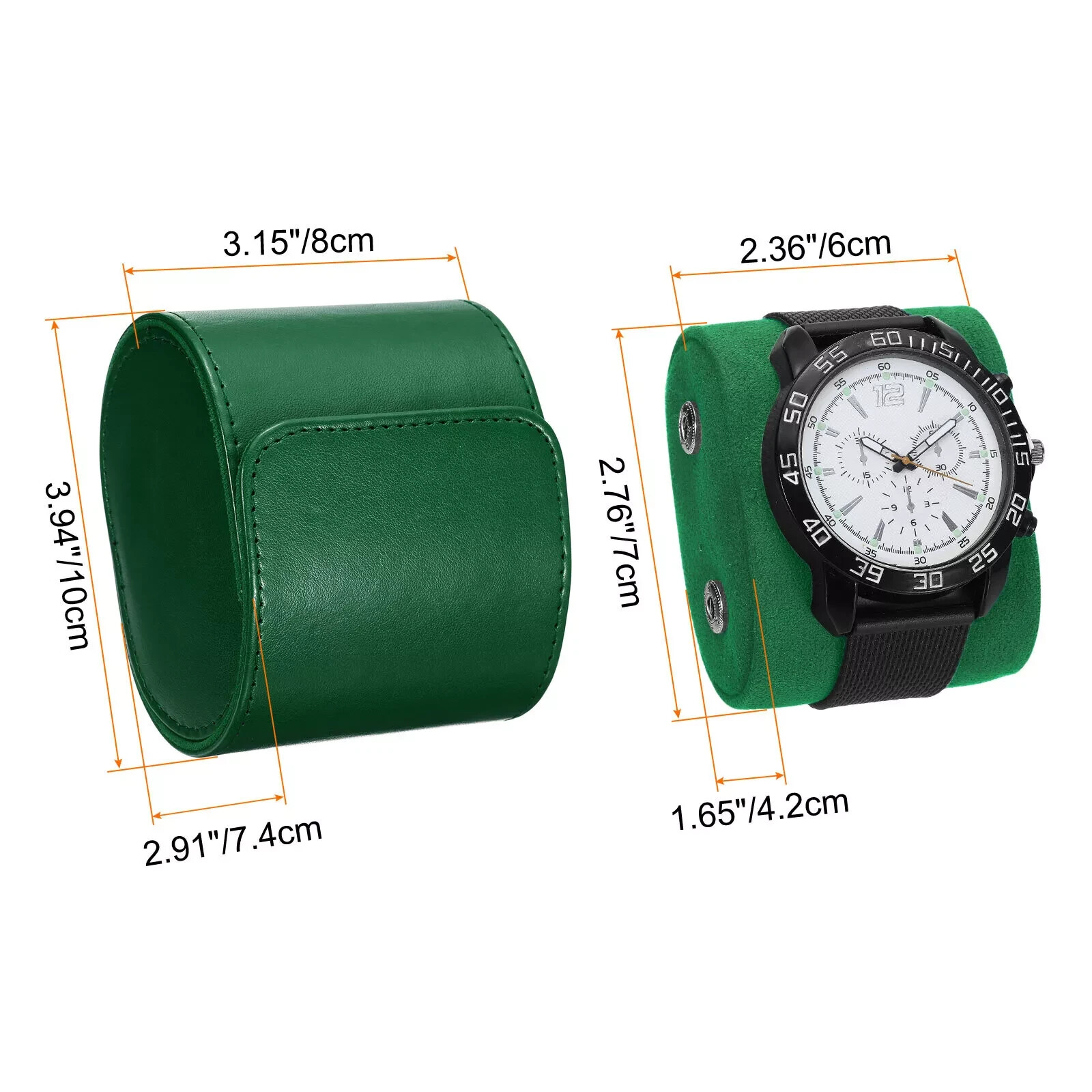Watch Roll Travel Case Single Slot Portable Leather Watch Cases, Green