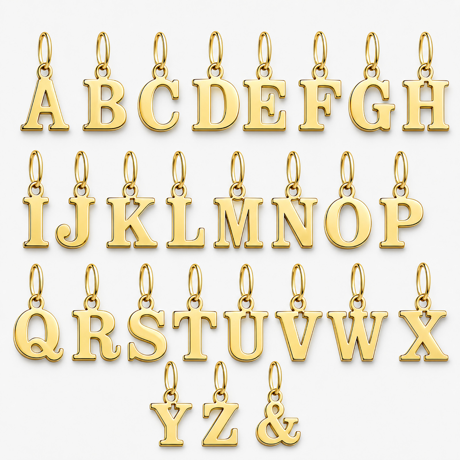 10K Gold Initial Pendant, Lightweight Tiny Letter Charm for Bracelet or Necklace