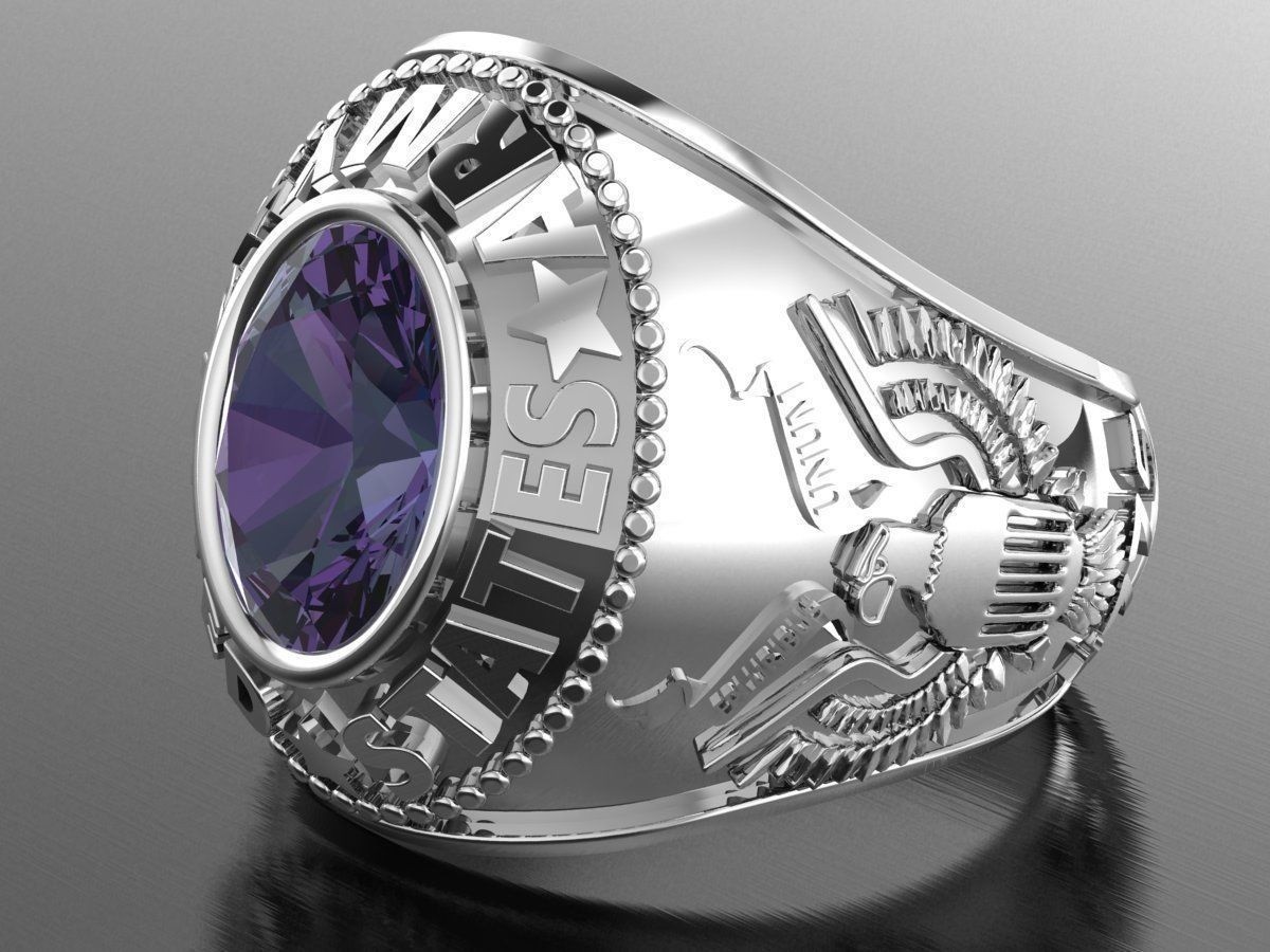 Men’s United States Army Eagle Gothic Punk 925 Sterling Silver Statement Rings