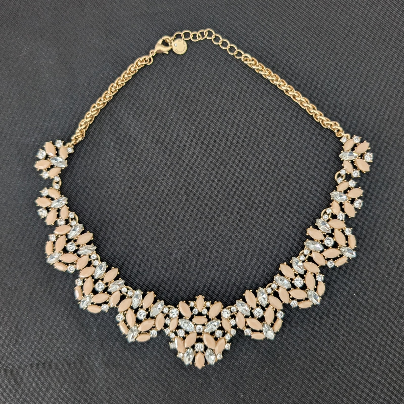 Charter Club Womens Statement Necklace Gold Tone Glass Crystal Stones Elegant