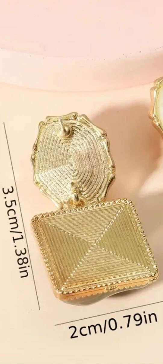 Water Ripple Resin Zicron Double Square Temperament Elegant Earrings For Women.