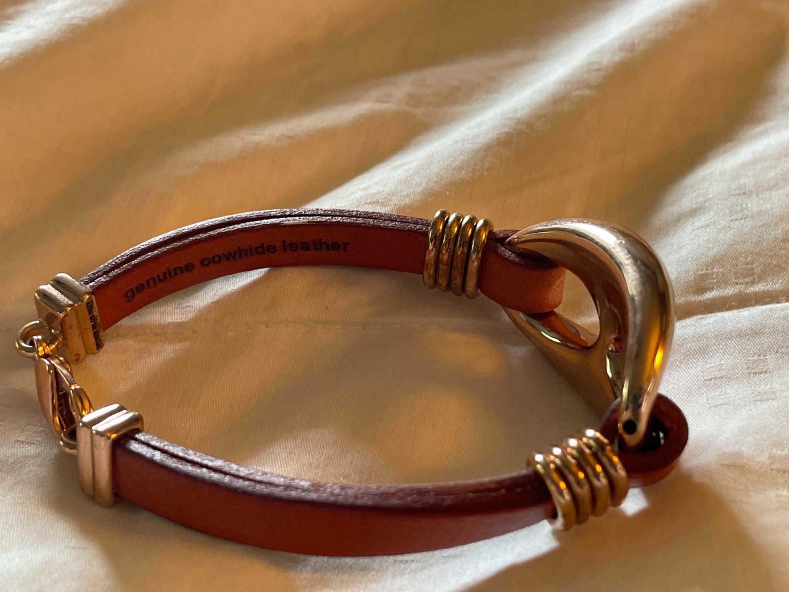 Real RawCowHide Bracelet Bronze Gold Milor Italy