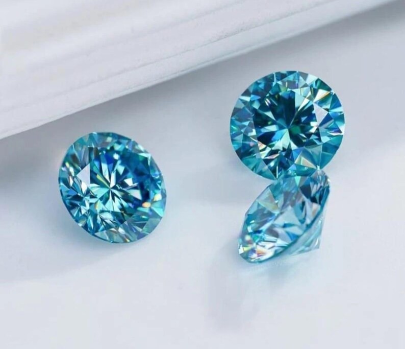 5 CT Blue Color Round Cut VVS1 Lab Grown Moissanite Diamond Gemstone 11.50MM
