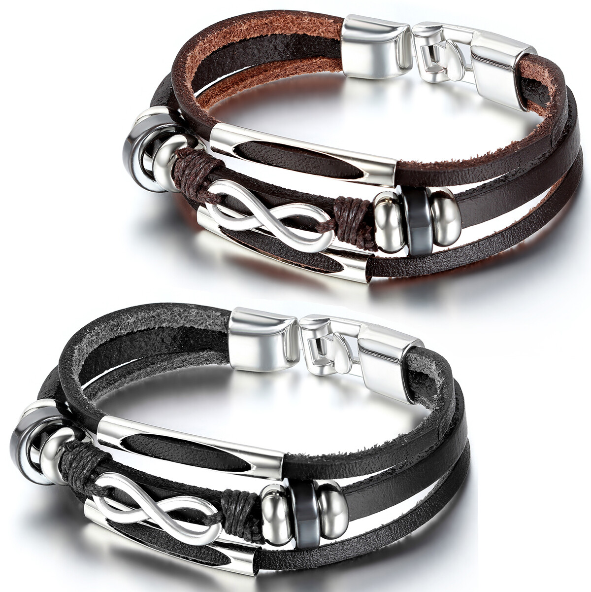 Love Infinity Symbol Charm Men’s Women’s Leather Bracelet Cuff Bangle Wristband