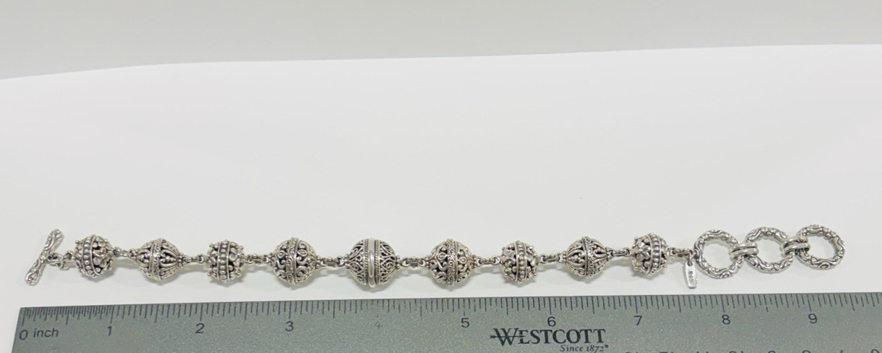 Sarda Sterling 925 Silver Ornate Ball Bracelet 8 in – 1.38