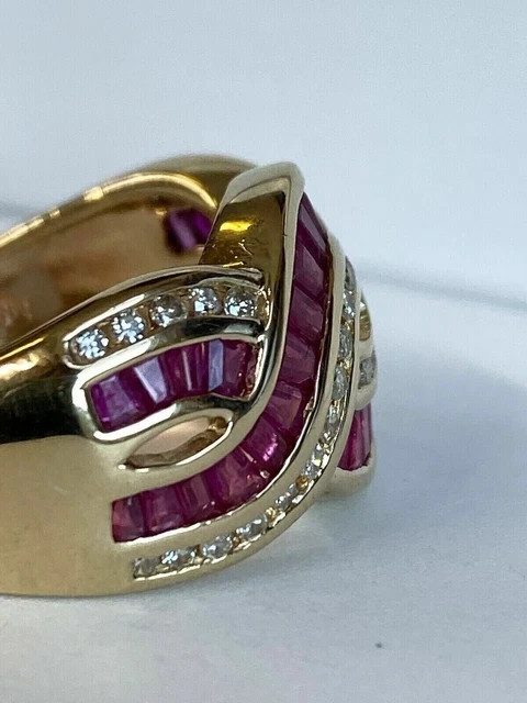 2.70 Ct Lab Created Ruby & Diamond Cluster Party Ring 925 Yellow Gold plated