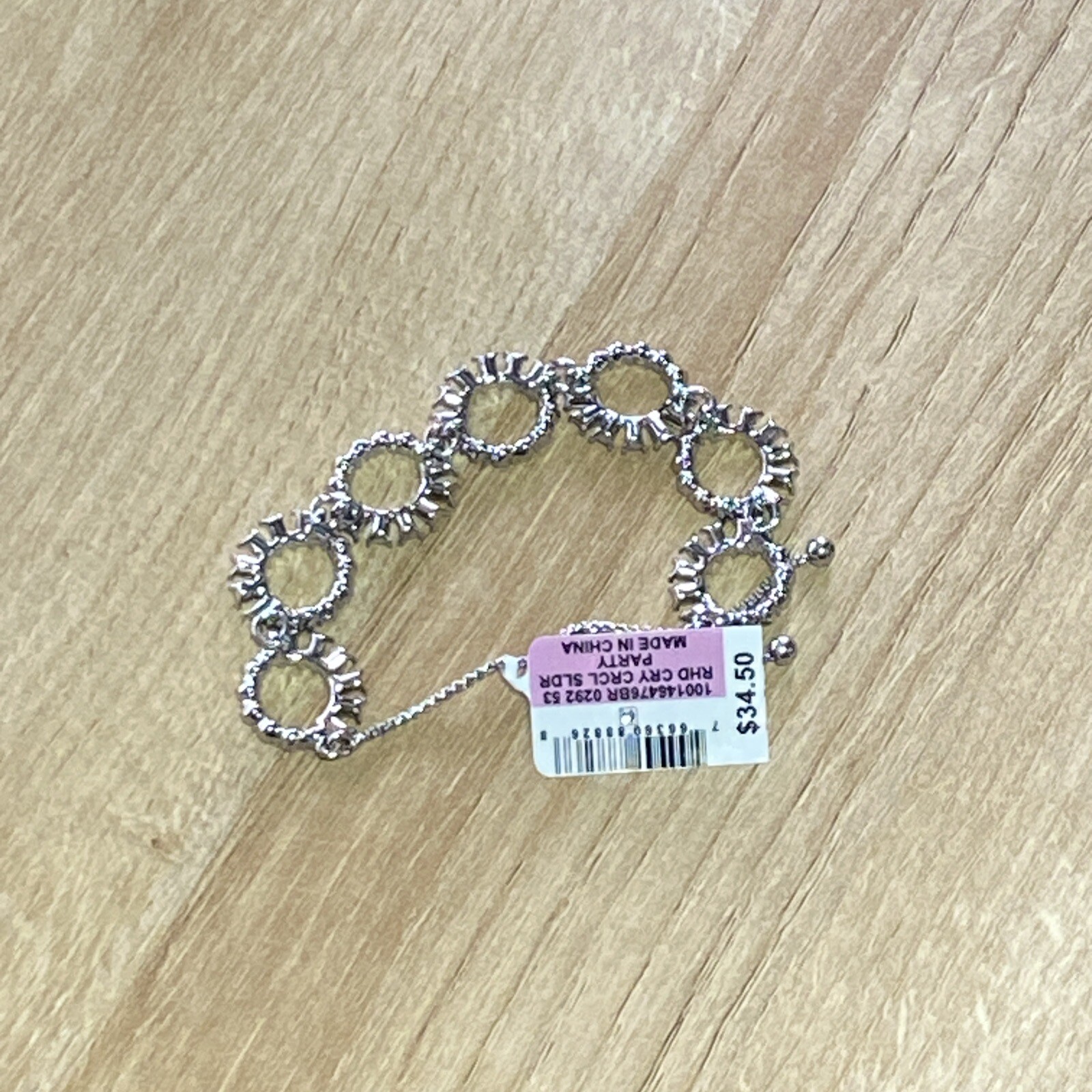 INC Silver-Tone Mixed Crystal Circle Slider Bracelet