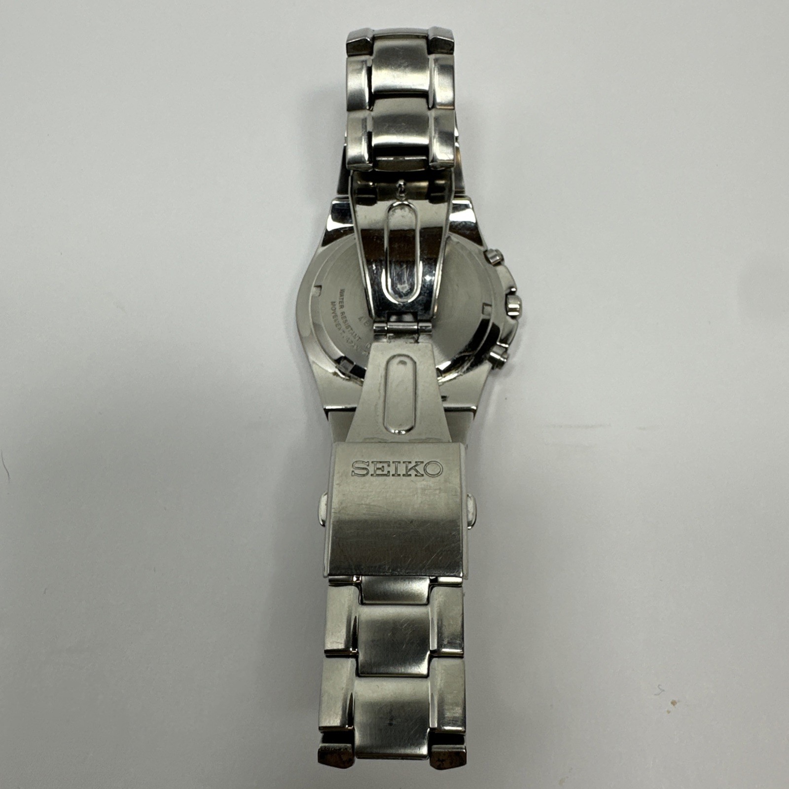SEIKO Chronograph Watch Black Dial Stainless Steel 7T92-0EC0 100M VGC