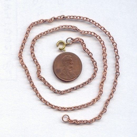 3pcs. VINTAGE COPPER COATED 3mm. CABLE 18″ CHAIN NECKLACES T77