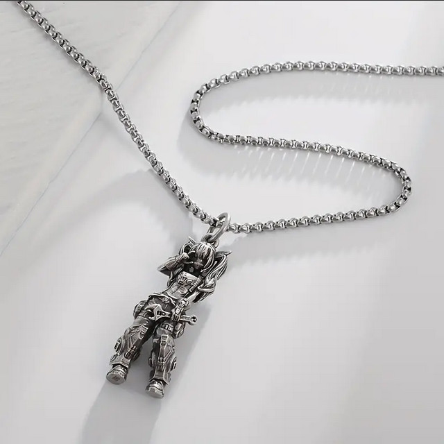 Mechanic Girl Jewelry Vintage Silver Sexy Goddess Standing Pendant Necklace