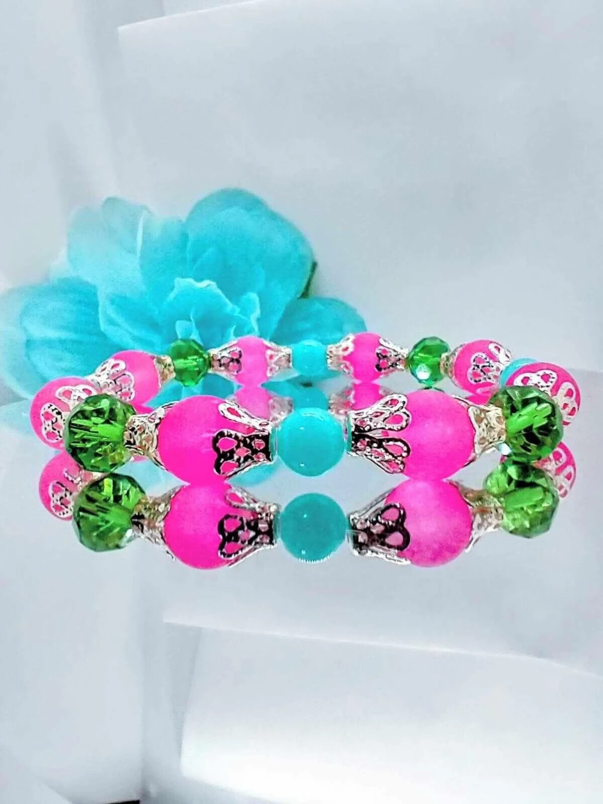 GLASS BRACELET 8MM • Genuine Green Jewelry • Beaded Dainty Bracelet
