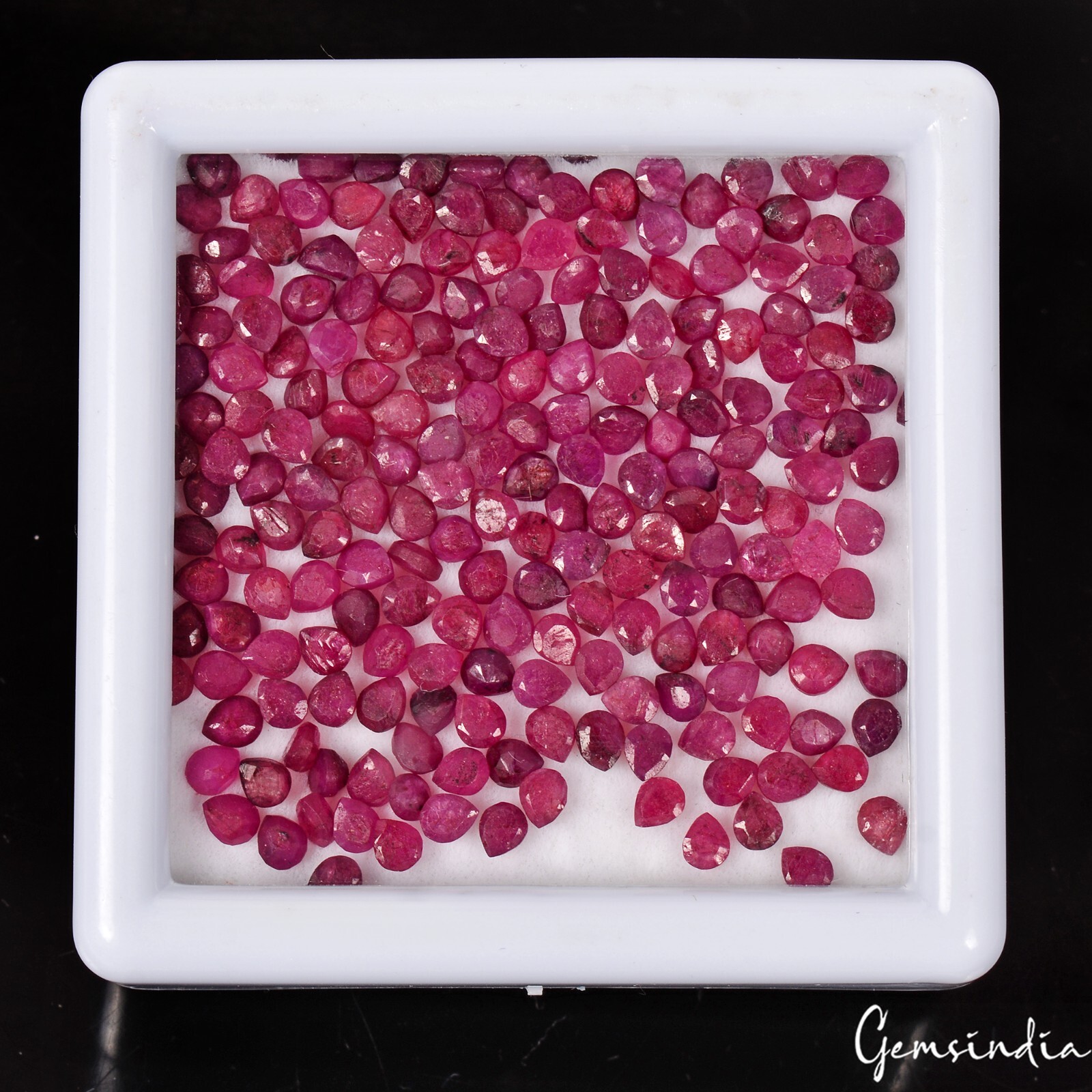 200 Pcs Natural Red Ruby Pear Cut Calibrated 3×2.3mm Loose Gemstones Lot