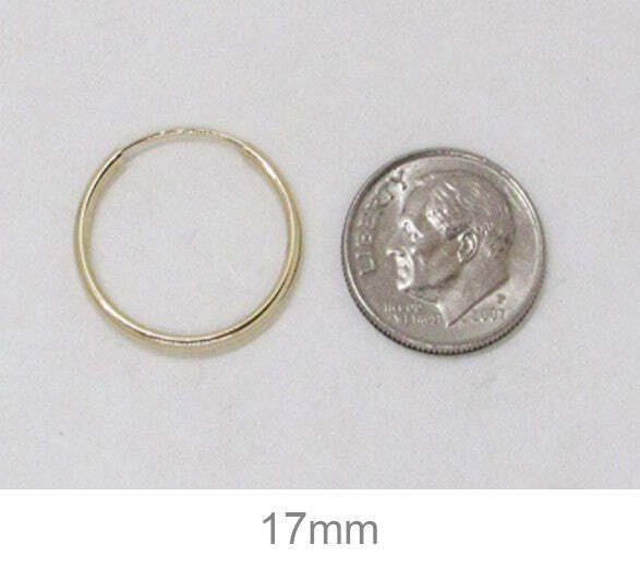 14k Yellow Gold Continuous Endless Hoop Earrings (1.5mm), All Sizes
