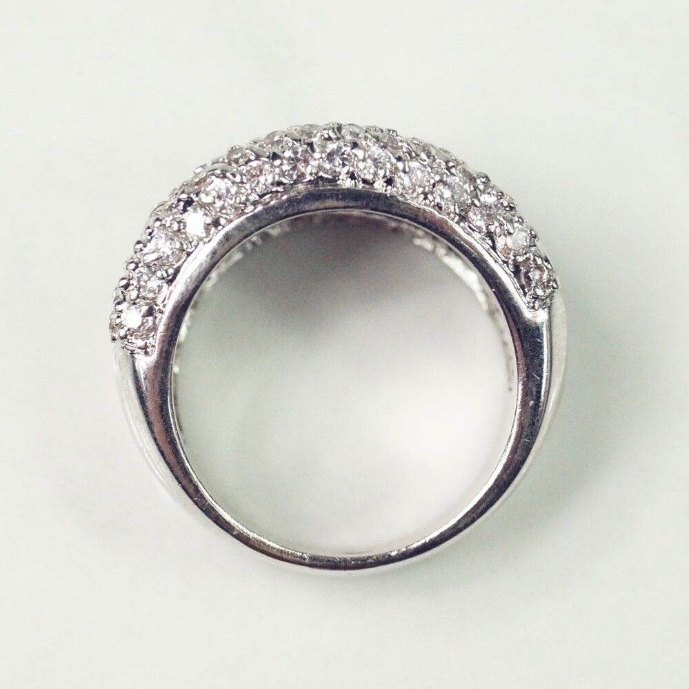 Silver Tone Clear CZ Statement Ring Size 7 Right Hand Ring