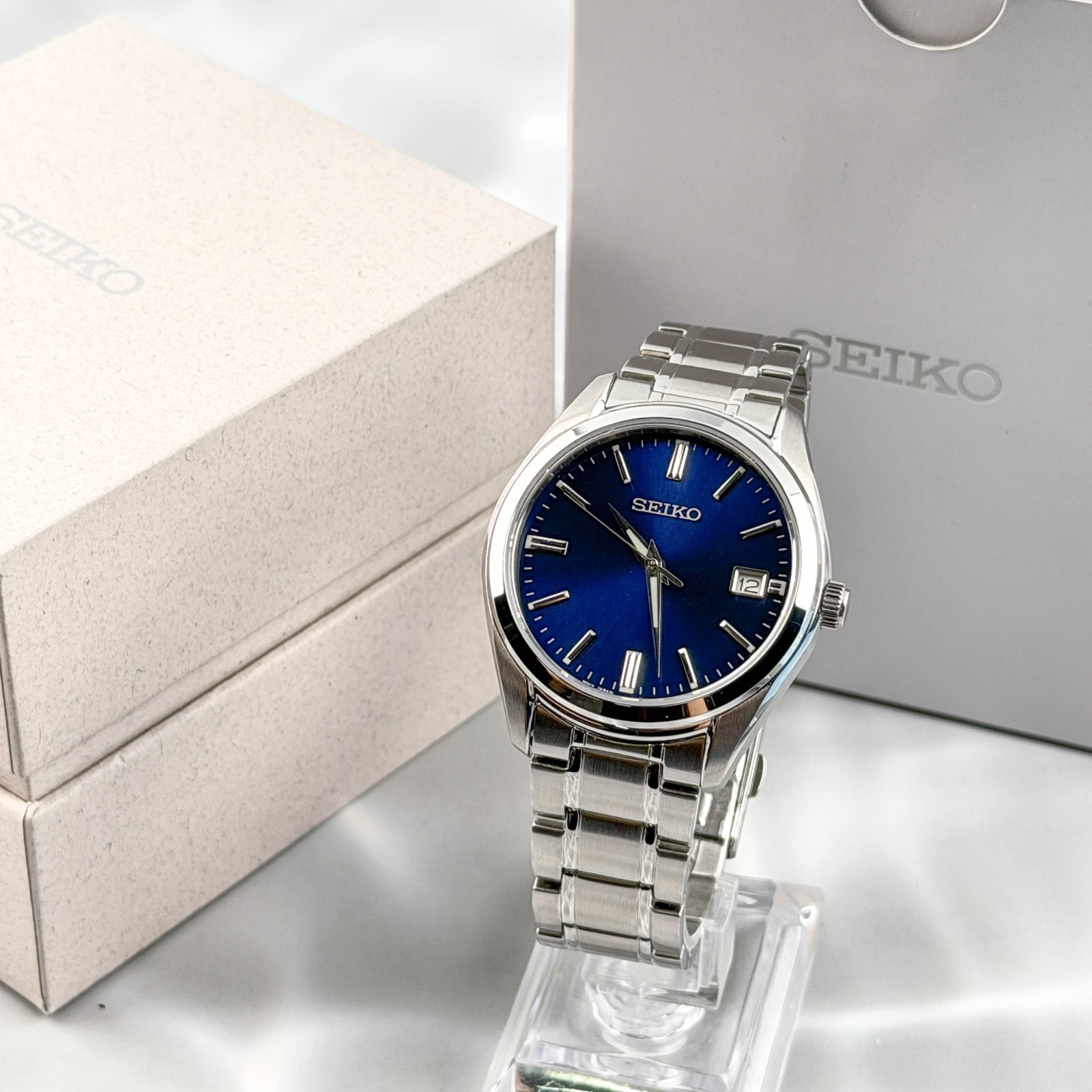 Seiko Essentials SUR309 Men’s Blue Dial Stainless Steel Strap Quartz Watch 40mm