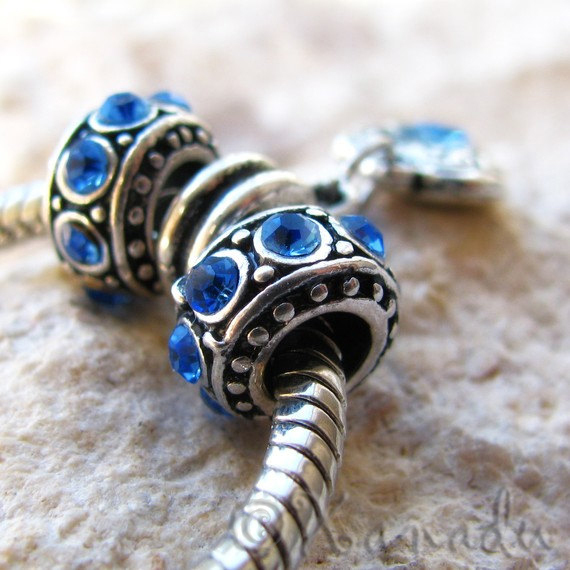 September Sapphire Blue Birthstone Large Hole Beads For European Charm Bracelets