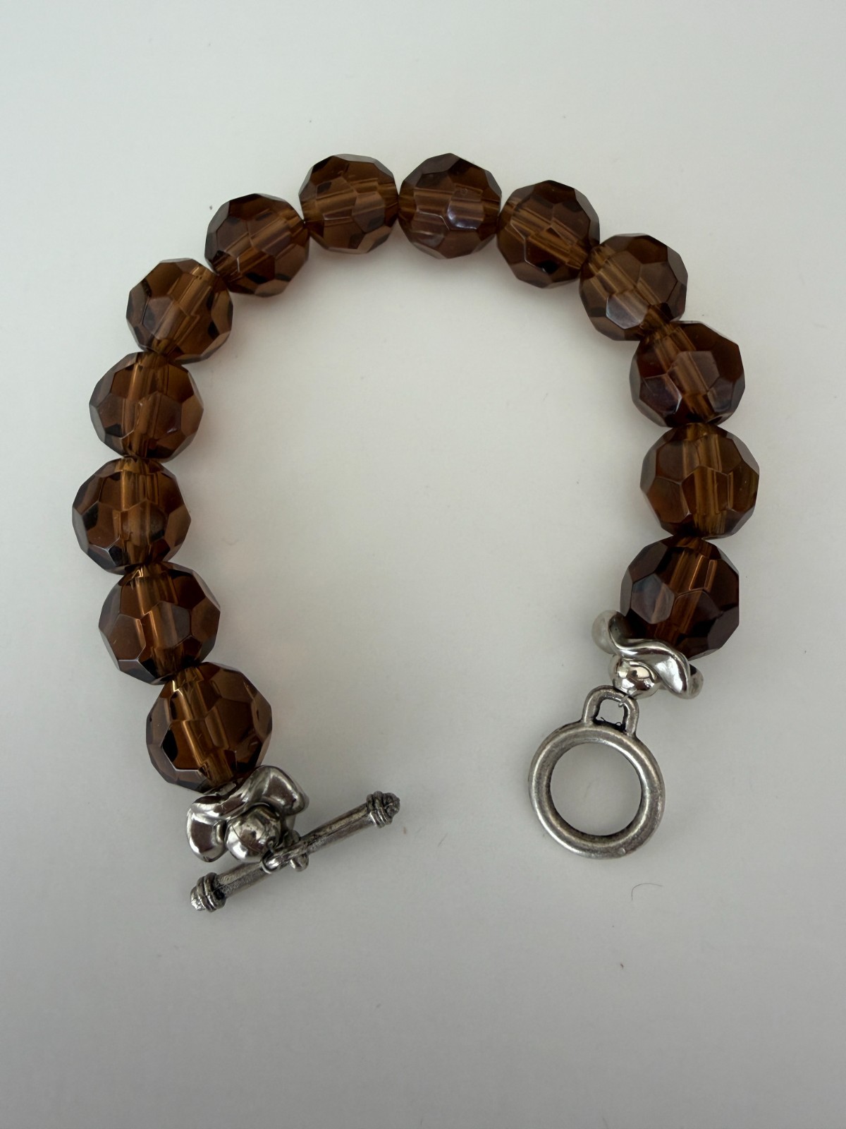 Brown Crystal Large Beaded Bracelet, 7.5 inches