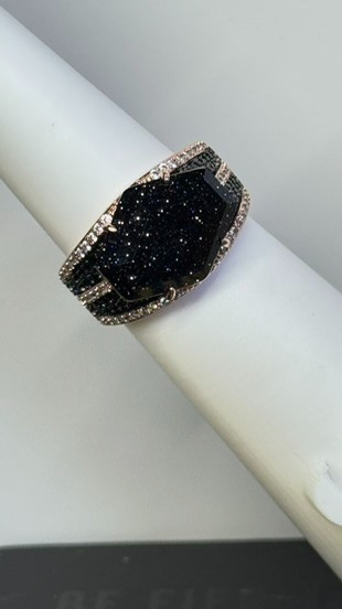 Bomb Party Untamed Ring – Size 8 – Hiss And Tell – Onyx Sandstone on Rose Gold