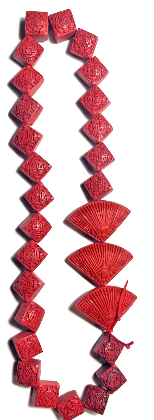 VINTAGE RED CINNEBAR AS PICTURED STRAND 17″ 28 PIECES BELOW WHOLESALE!!!