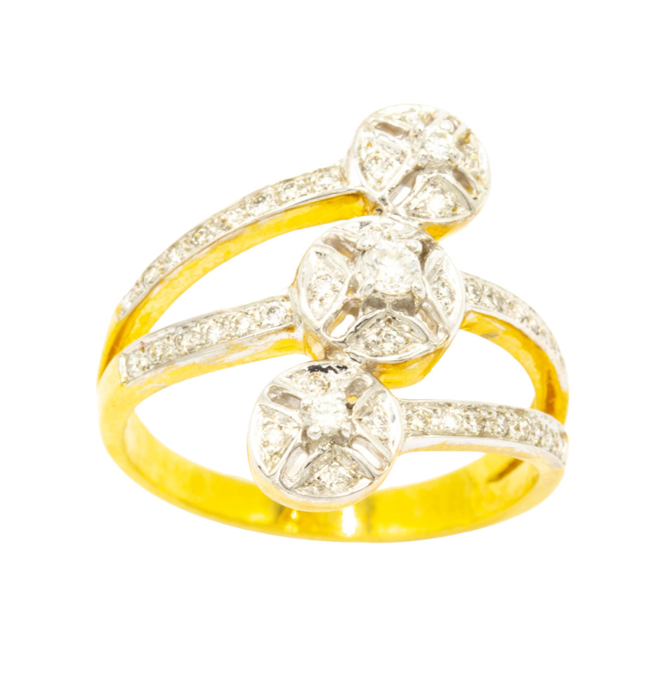 3 pieces cluster ring 9k gold 3.3 gram Natural Diamond 0.29 carat ring size 7