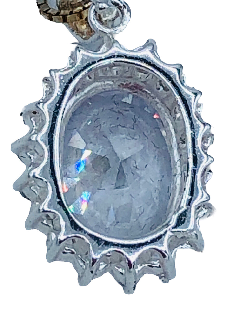 JC 925 Sterling Silver Cz Lab Created Sapphire pendant Necklace