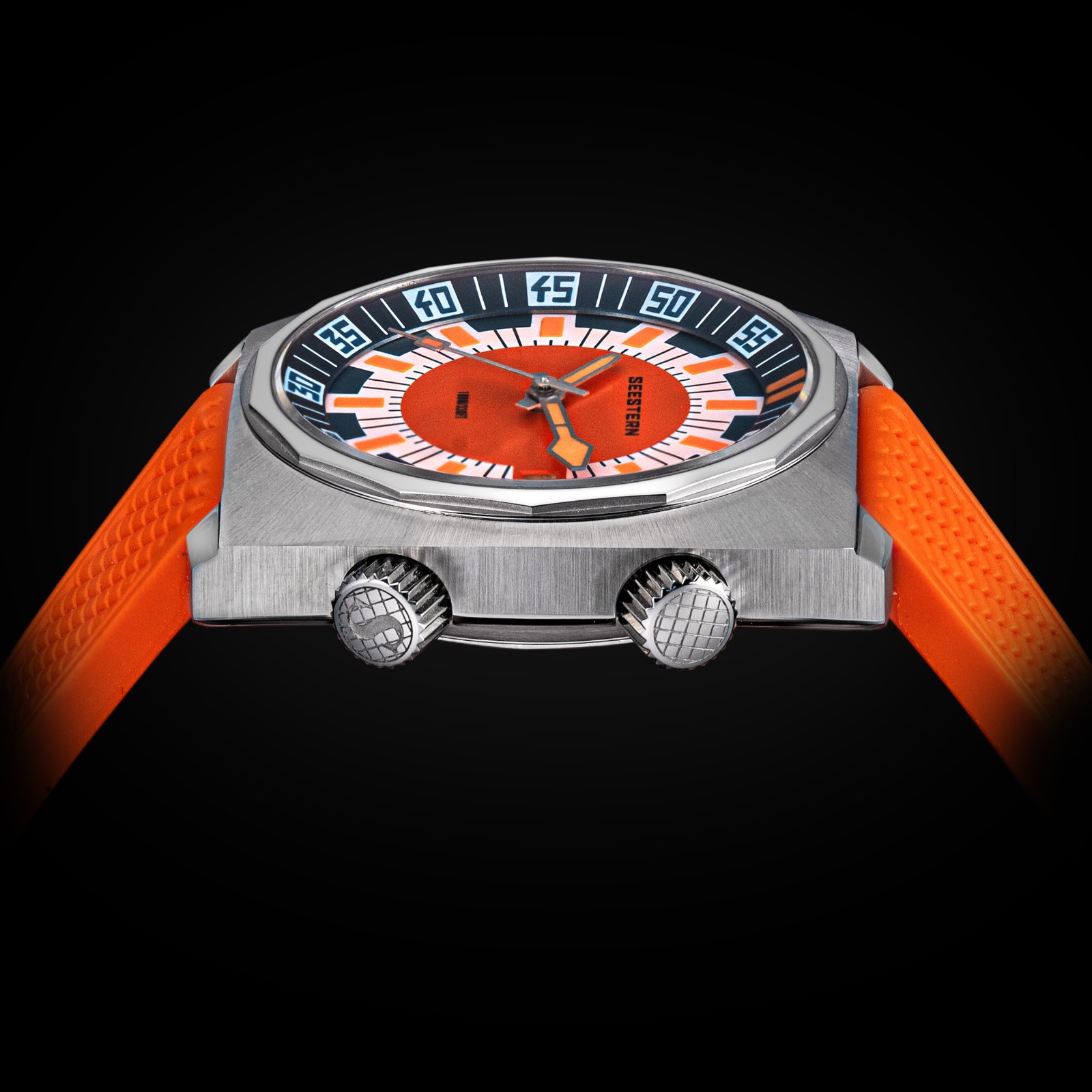 Seestern S471.01.O 38MM LUME Internal Bezel 100m DIVER’S Mens Sport Watch ORANGE