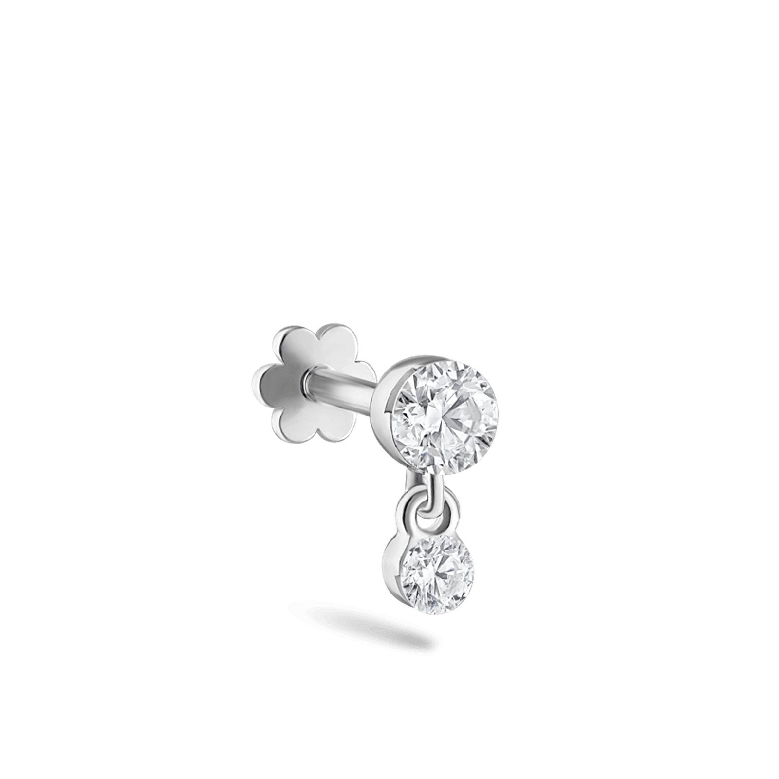 Double Moissanite Dangle Stud Earring 925 Sterling Silver Helix Piercing