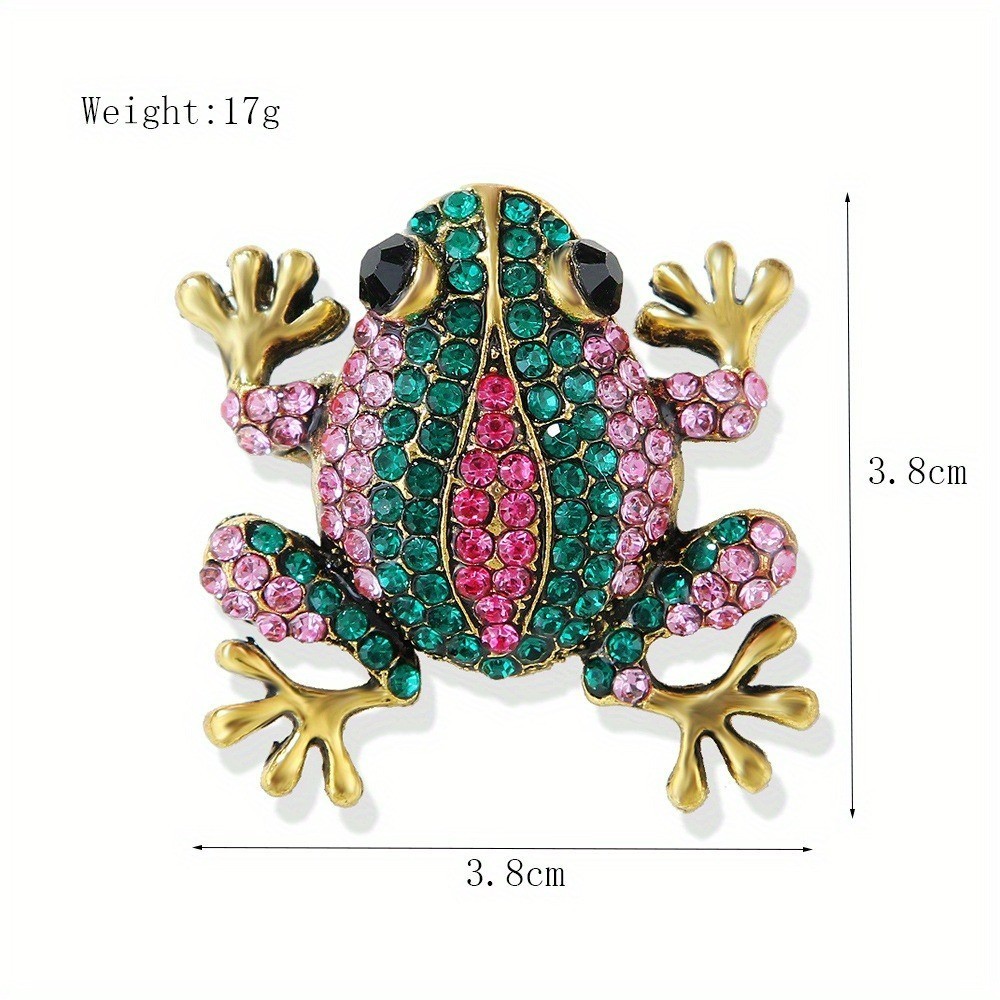 2Pcs Vintage Rhinestone Frog Brooches Women Fashion Animal Brooch Pin Jewelry