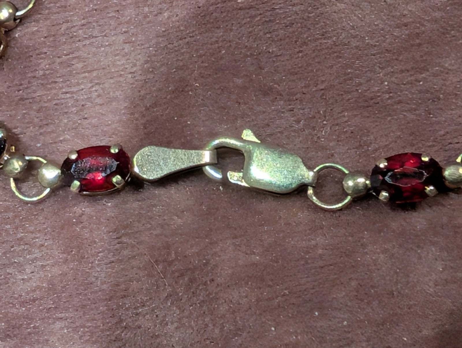 10 KT Yellow Gold And Garnet Gemstone Tennis Bracelet 7 In Mexico 4.8g