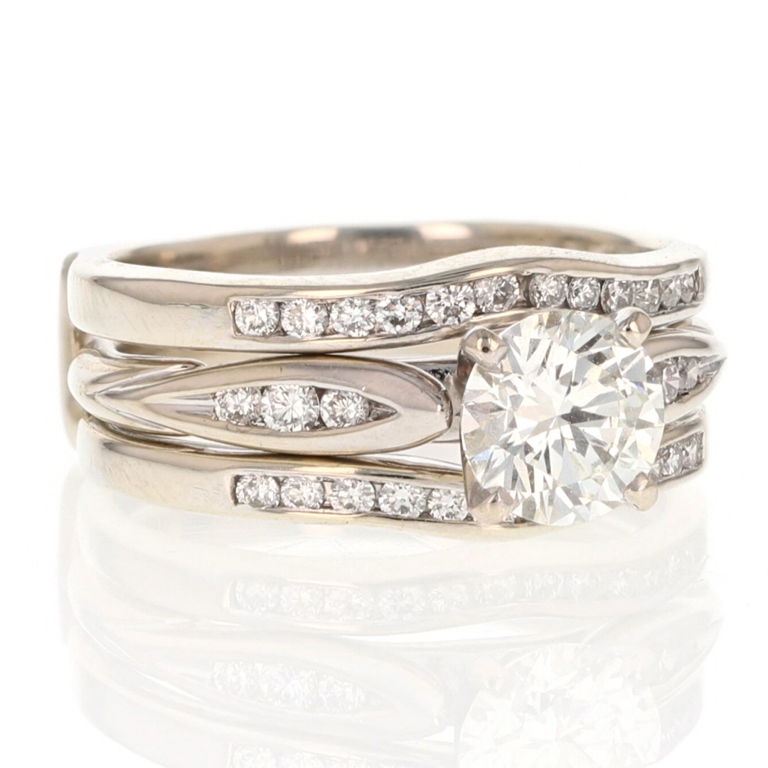 Gabriel & Co. 1.20ctw Round Diamond Wedding Set Rings 14k White Gold Size 5.25