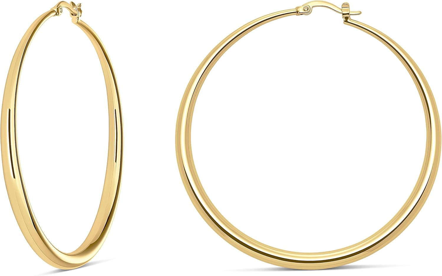 Graduated Hoop Earrings for Women | Elegant Curved Profile, Comfortable Fit, Ava