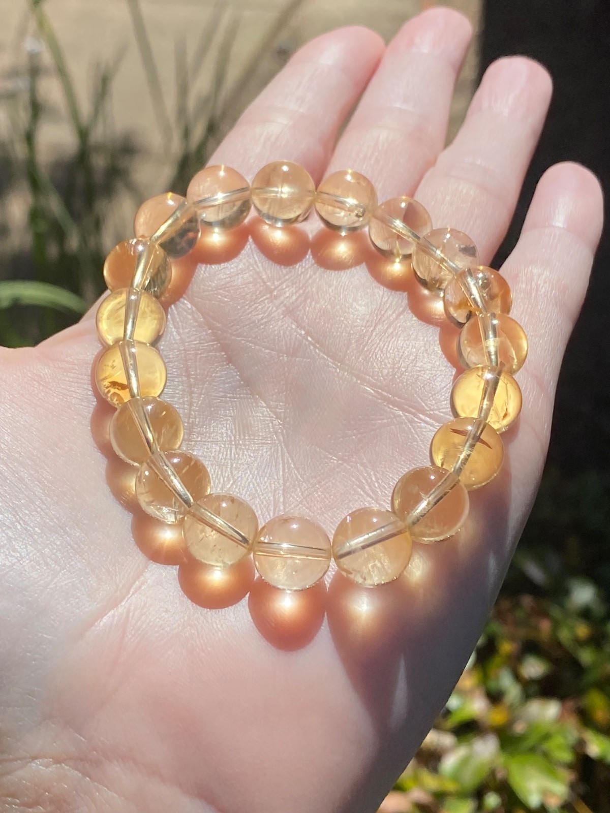 Natural Citrine Bracelet – 10.8mm Genuine Golden Citrine Crystal Bracelet