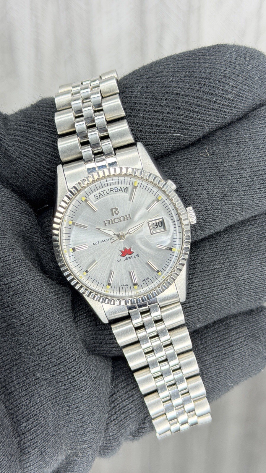Ricoh President 061121 Automatic 21 Jewels White Dial Men’s Wristwatch Japan.