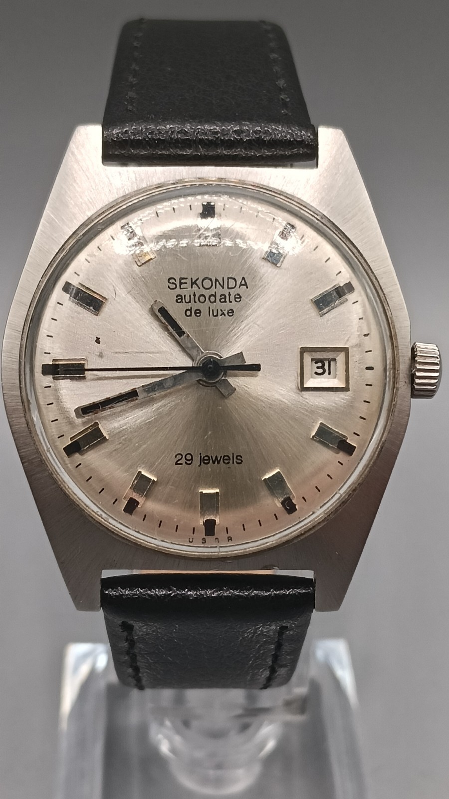 Vintage 1970s Sekonda Autodate De Luxe 29 Jewels Automatic Gents Watch Working
