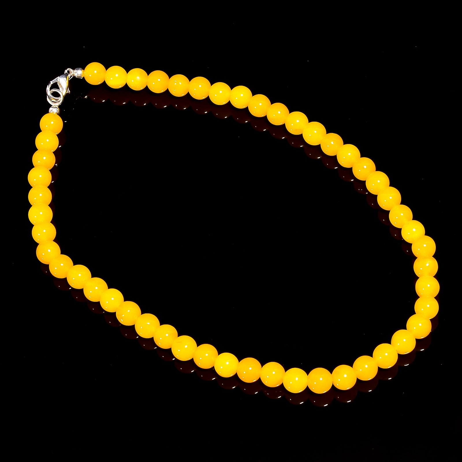 Natural Jade Gemstone Round 8 mm Smooth Beads 15.5″ Stretchable Necklace NN-52