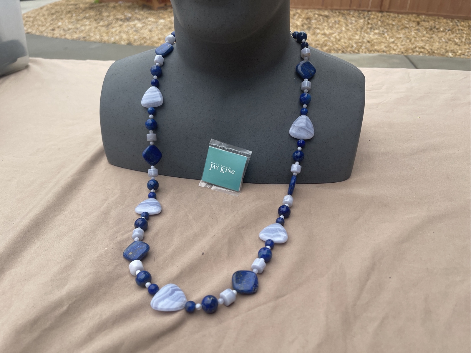Mine Finds by Jay King DTR Sterling 925 blue lace agate lapis Nexklace 156 Grams