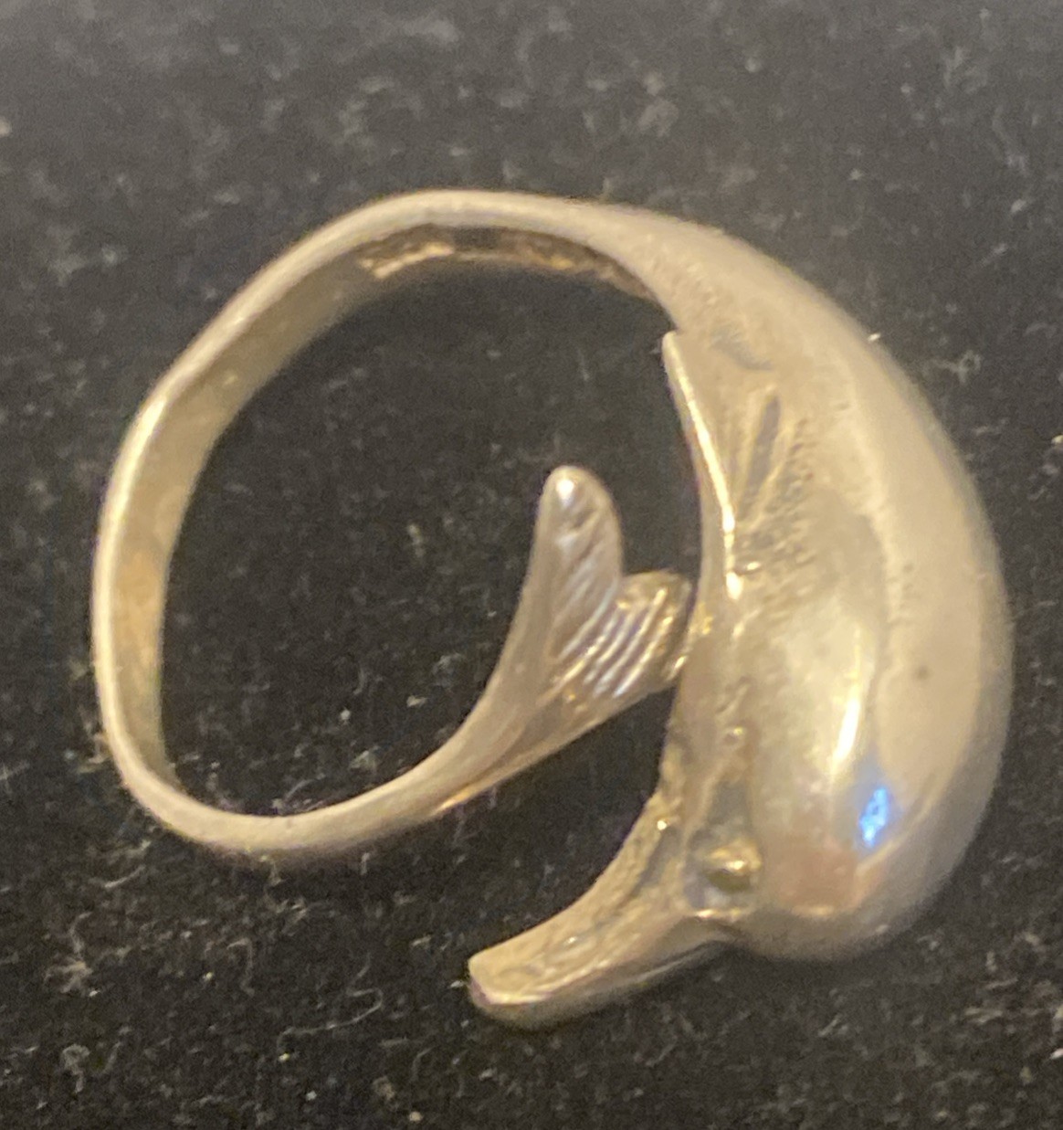 STERLING SILVER DOLPHIN RING SIZE 5 4.0G