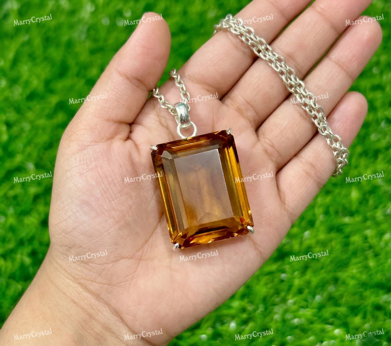 Color Changing Zultanite Glass German Silver With 18″ Chain Loose Gemstone