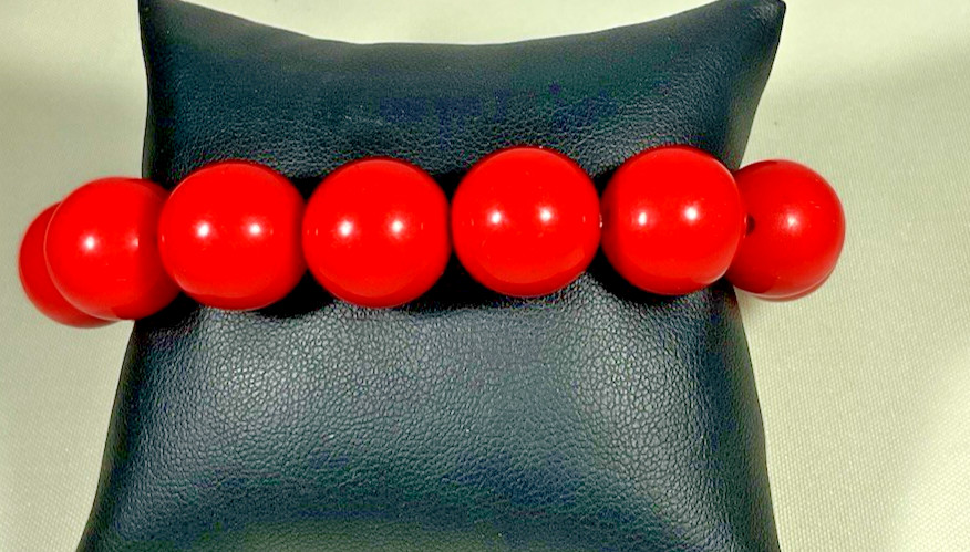 Lot 10 Stretch Bracelets Red Black Silver Tone Beaded Stackable Jewelry Classic